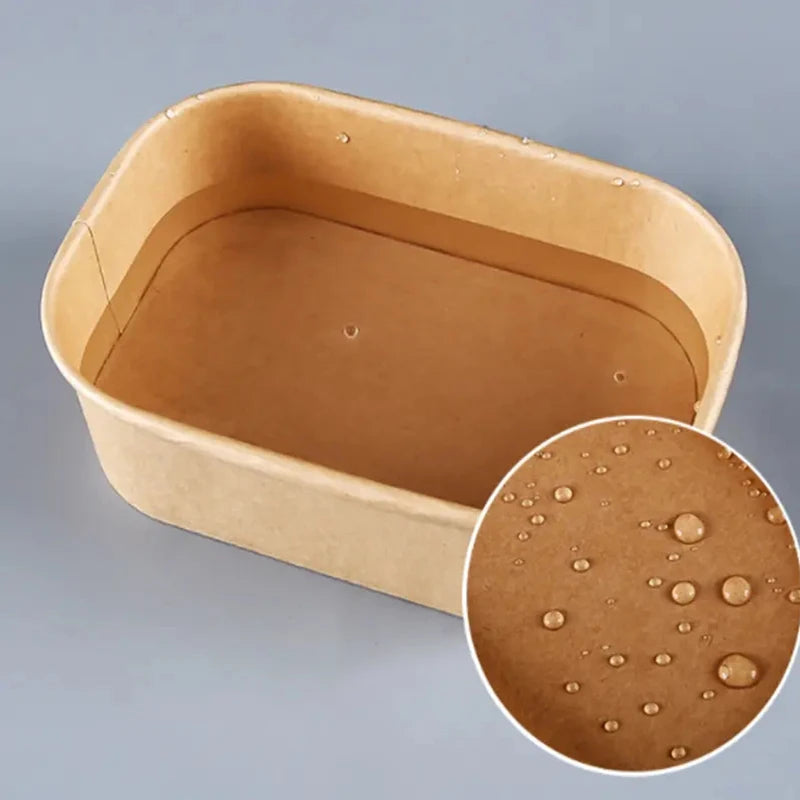 Eco-Friendly Kraft Paper Lunch Box with PP Lids - 10 Pack