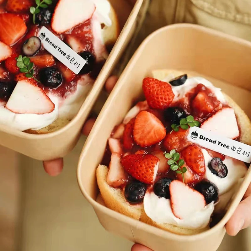 Eco-Friendly Kraft Paper Lunch Box with PP Lids - 10 Pack