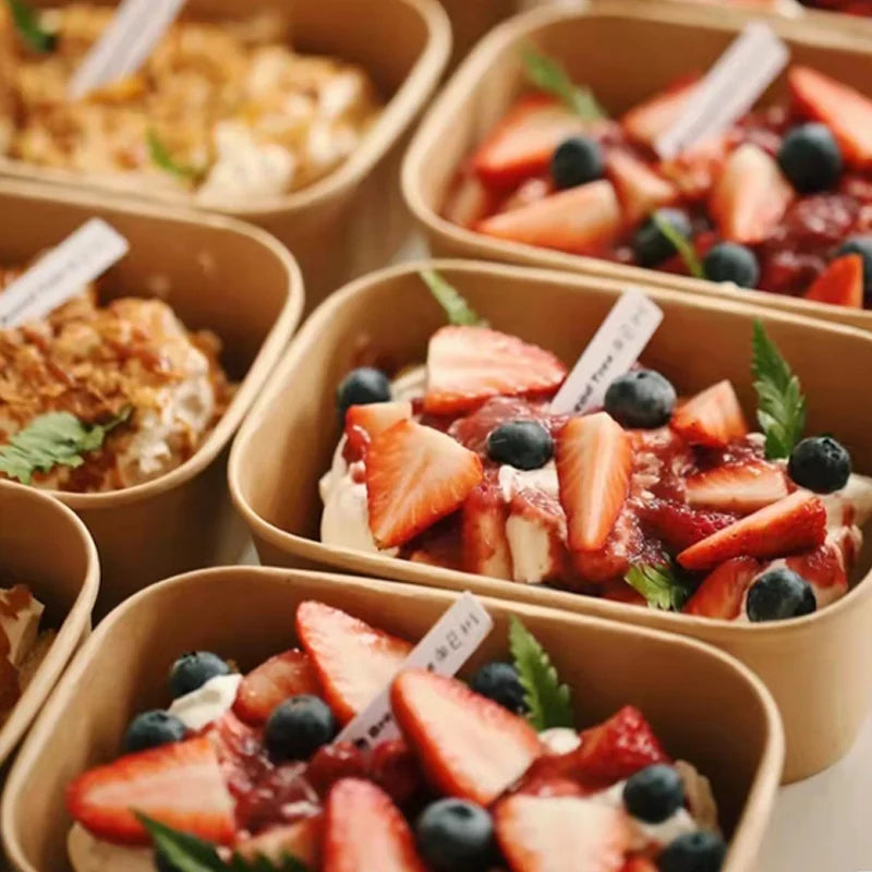 Eco-Friendly Kraft Paper Lunch Box with PP Lids - 10 Pack