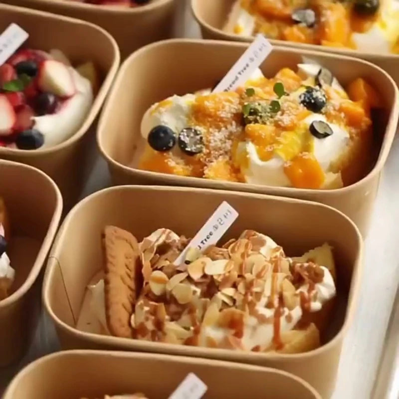 Eco-Friendly Kraft Paper Lunch Box with PP Lids - 10 Pack