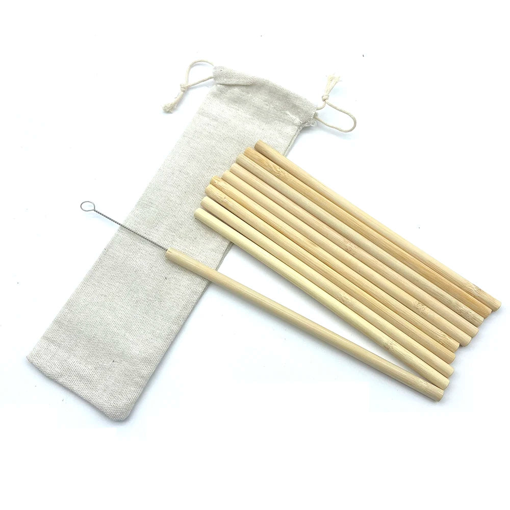 Bamboo Straw Set  Eco-Friendly With Cleaner Brush Bar