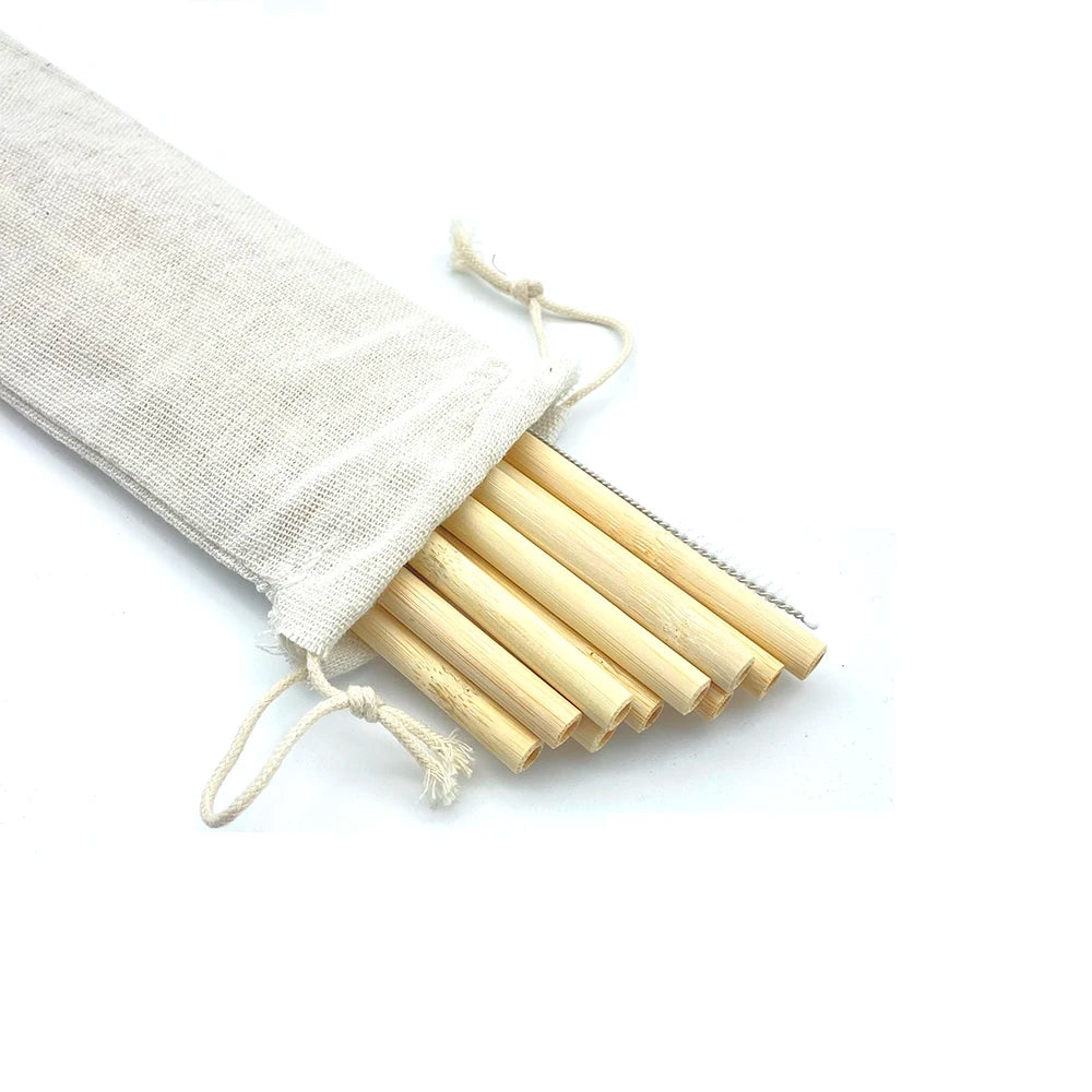 Bamboo Straw Set  Eco-Friendly With Cleaner Brush Bar