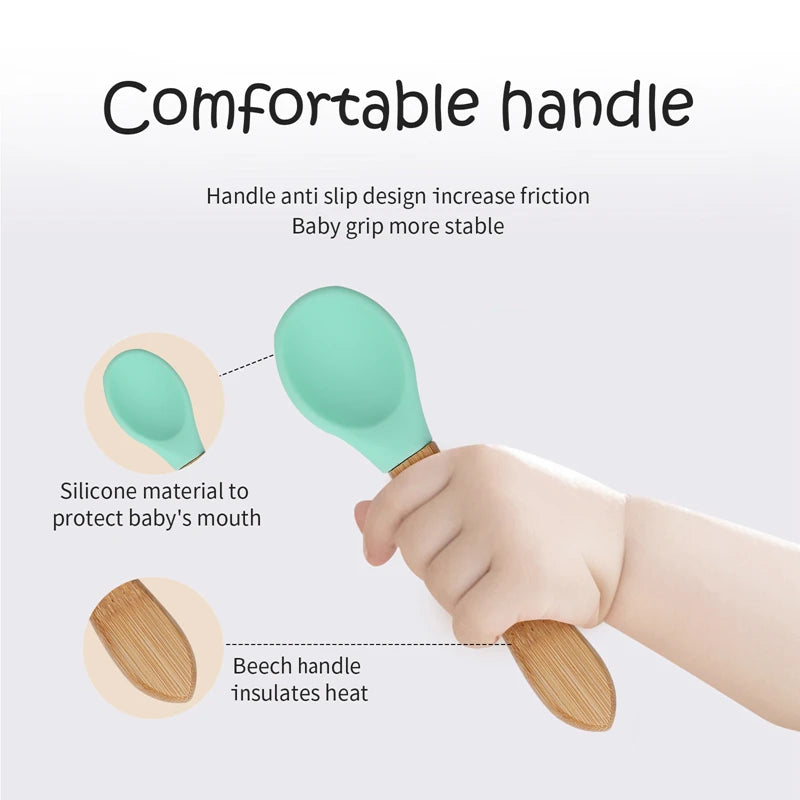 Baby Bamboo Fork Silicone Wooden