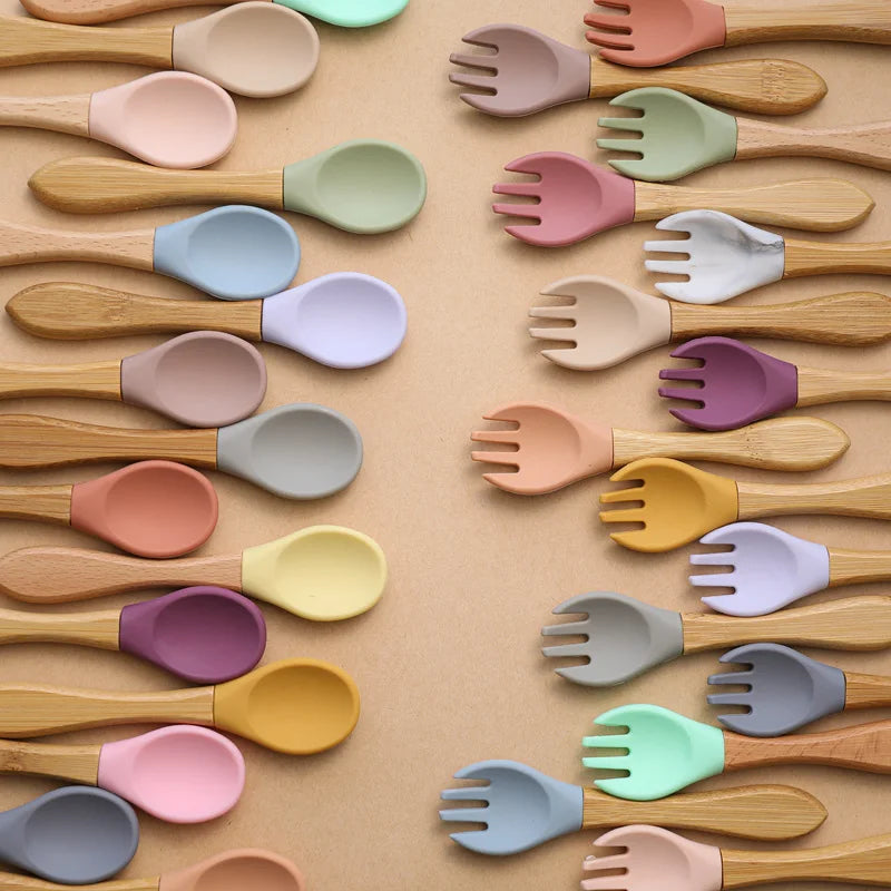 Baby Bamboo Fork Silicone Wooden