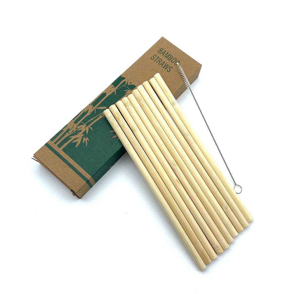 Bamboo Straw Set  Eco-Friendly With Cleaner Brush Bar