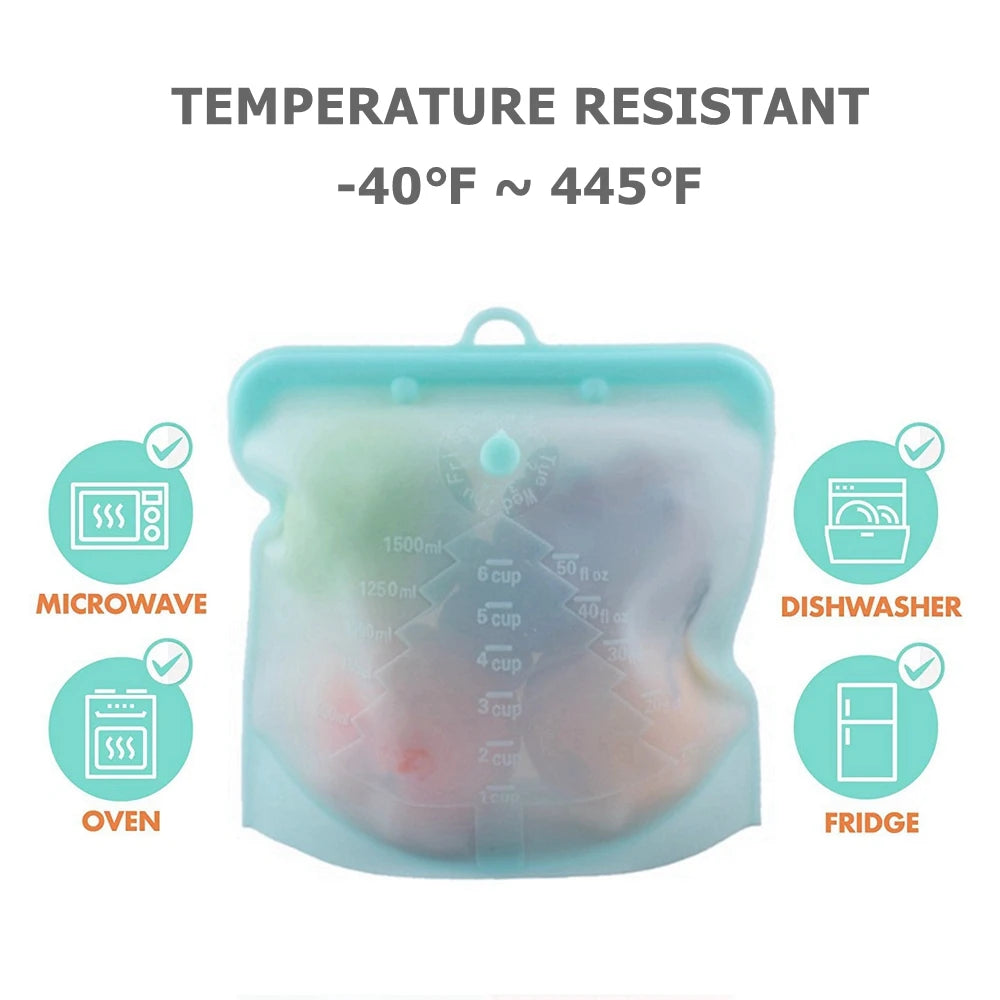 Silicone Reusable Food Bag Leakproof Reusable