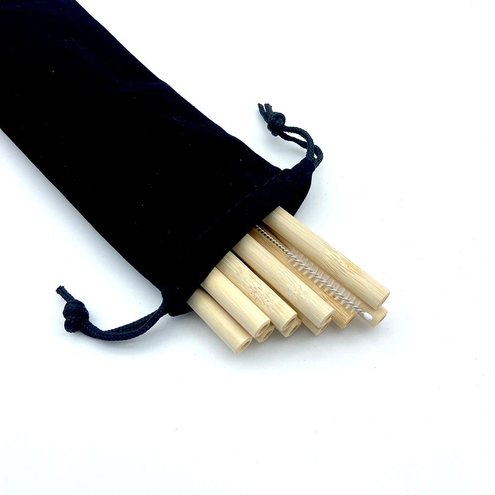 Bamboo Straw Set  Eco-Friendly With Cleaner Brush Bar