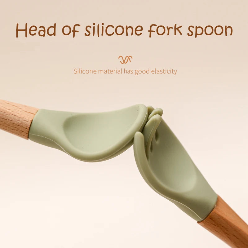 Baby Bamboo Fork Silicone Wooden