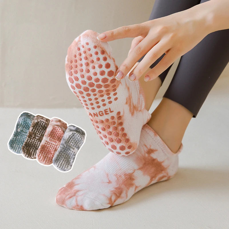 Yoga Socks Women Cotton Tie-dyed Silicone Non-slip