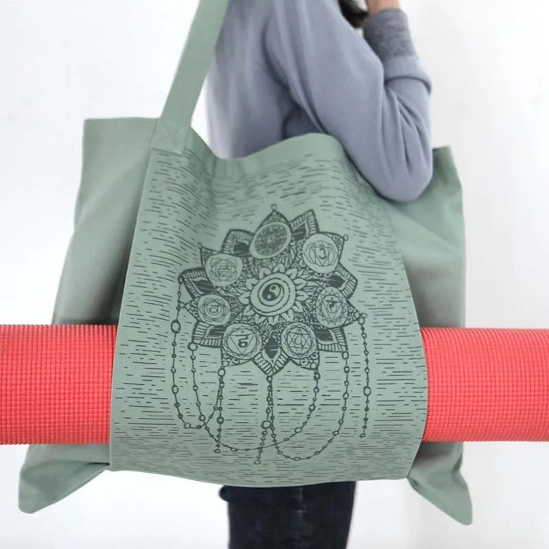 Durable canvas cotton yoga mat bag