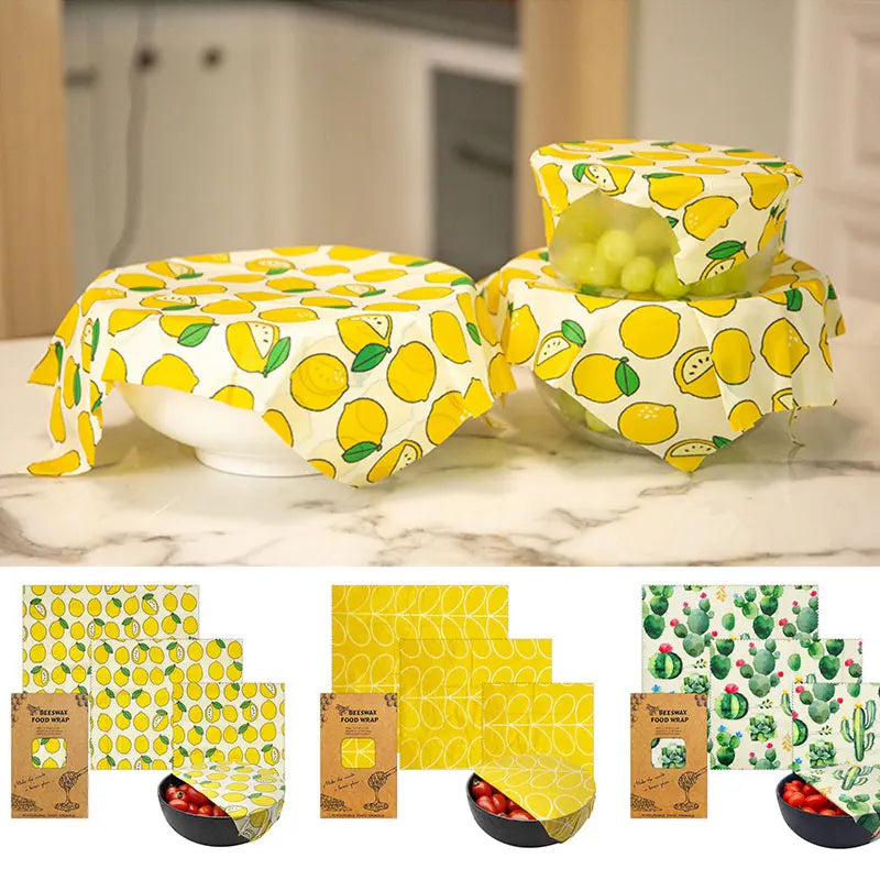 Set Cotton Beeswax Wrap Cloth Reusable Food Grade