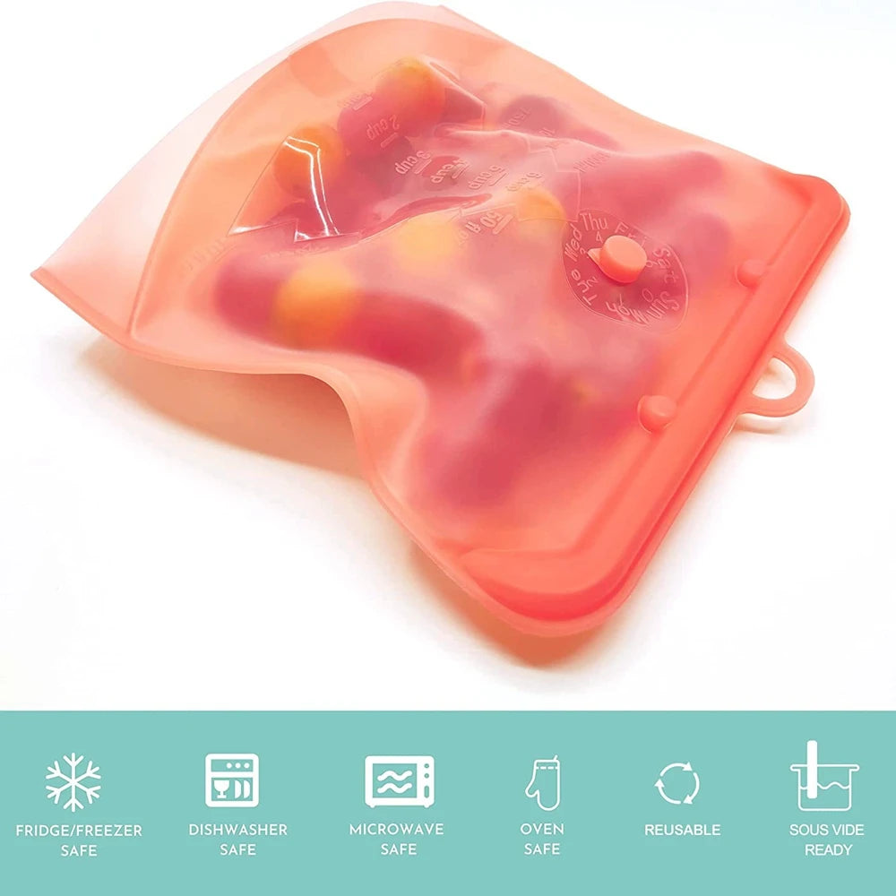 Silicone Reusable Food Bag Leakproof Reusable