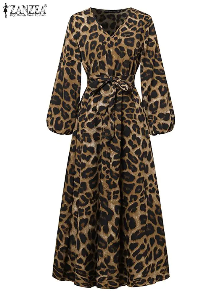 Long Sleeve Leopard Dress