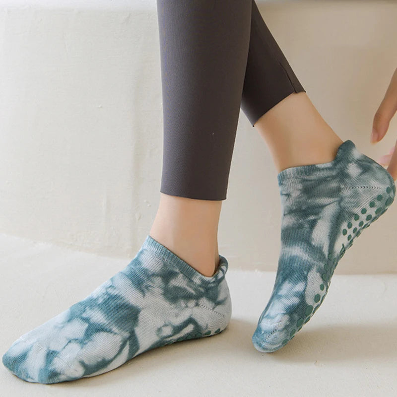 Yoga Socks Women Cotton Tie-dyed Silicone Non-slip