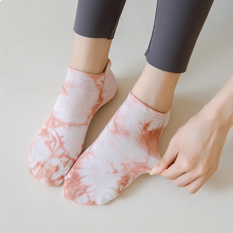 Yoga Socks Women Cotton Tie-dyed Silicone Non-slip