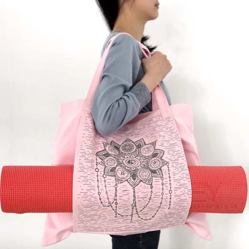 Durable canvas cotton yoga mat bag