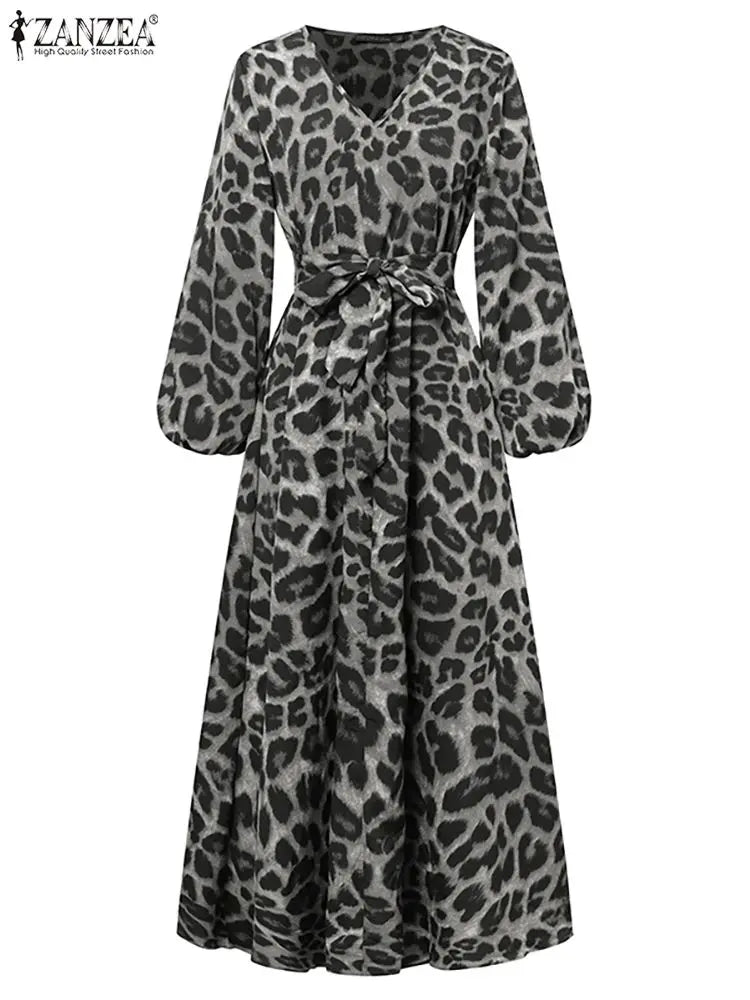 Long Sleeve Leopard Dress