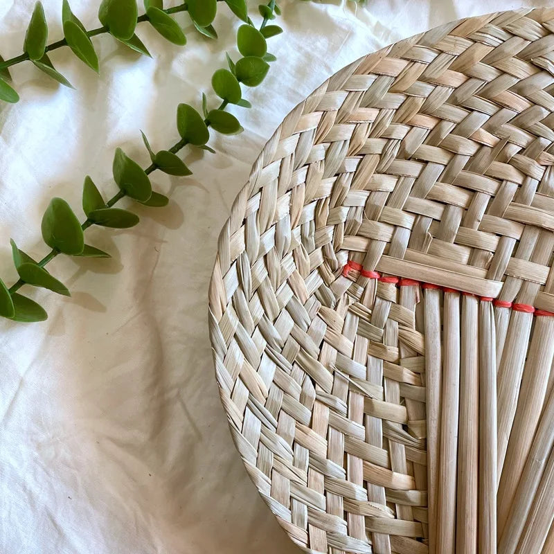 Handmade Woven Straw Fans Natural