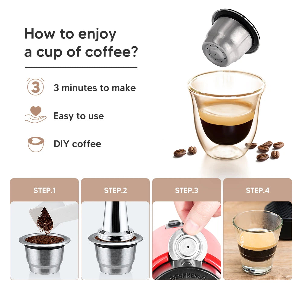 Nespresso Coffee Capsules Cup Stainless steel Refillable