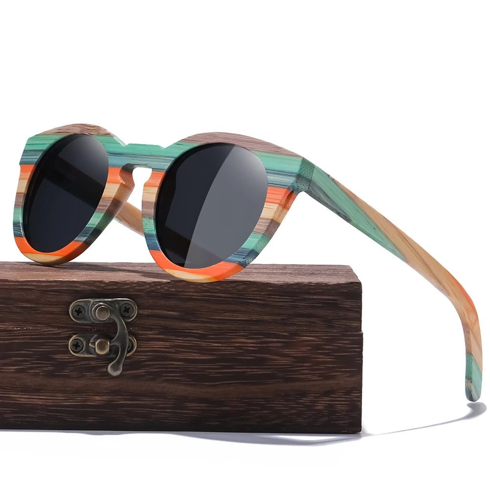 Natural Bamboo And Wooden Sunglasses  Polarized