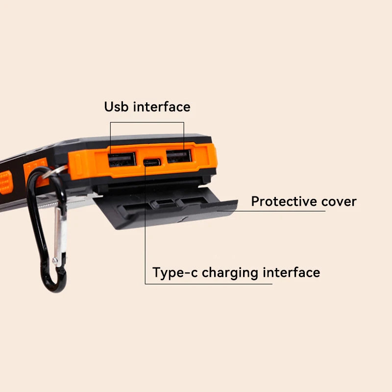 Solar Power Bank Outdoor Large Capacity Backup Power Portable With Compass Supply Rapid Charging